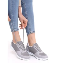 Wordex F1 Günlük Kadın Fileli Yazlık Sneaker Spor Ayakkabı (Gri)
