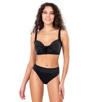 Endeep Kadın Fiyonk ve Taş Detaylı Büyük Beden Siyah Bikini Takımı