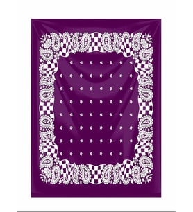 MOR ZEMİN ÜZERİNE BEYAZ DAMA DESENLİ KARE %100 PAMUK BANDANA 55X55 UNİSEX