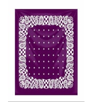 MOR ZEMİN ÜZERİNE BEYAZ DAMA DESENLİ KARE %100 PAMUK BANDANA 55X55 UNİSEX