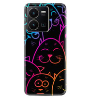 Vivo Y22 Kılıf Silikon Desen Özel Seri Neon Cats 1790