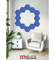 DEKORATİF ALTIGEN AKUSTİK KUMAŞ KAPLI PANEL 12 ADET - (17x20CM) (Mavi)