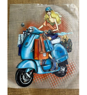 23X18 CM DİKİŞ İLE UYGULANAN MOTORCU KIZ ARMAA DİKİŞ HOBİ AKSESUARI