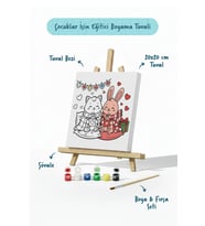 Çocuklar İçin Eğitici Boyama Seti Tavşan ve Kedicik (Şövaleli)