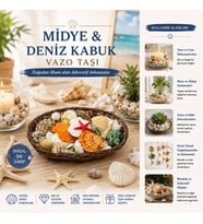 OVAL AHŞAP SEPET RENKLİ MİX MİDYE - DENİZ KABUK VAZO TAŞI (5343)