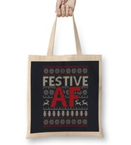 Festive AF Christmas Knit Pattern Bez Çanta Uzun Saplı