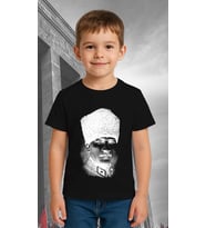 Unisex Ay Yıldızlı T-Shirt 19 Mayıs 29 Ekim 23 Nisan 10 Kasım Atatürk Çocuk Tişört (Siyah)