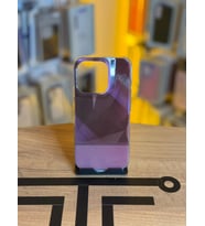 iPhone 15 Pro Uyumlu Kristal Görünümlü Geometrik Desenli Parlak Kılıf (Mor)