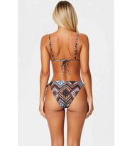 Kadın Bikini Takımı Üçgen Kaplı Etnik Desenli Düşük Bel Bağlamalı Aksesuarlı Örme Kumaş Yazlık Plaj