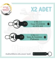 Motor Plakan ve İsmin Anahtarlığında! İsim Plaka ve 0 Rh (+) Kan Grubu 2'li Anahtarlık, Turkuaz-Syh (Çok Renkli)