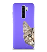 Xiaomi Redmi Note 8 Pro Soft Premier Kapak Catface Tasarımlı Silikon Kılıf - Mor (Şeffaf)