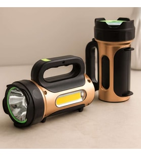 10W Solar & USB Şarjlı 2in1 El Feneri - Renkli SMD LED