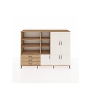 Hyperion Dolap 11 Raflı 3 Çekmeceli 5 Kapaklı 220x44x163 Çam-Aytaşı/Çam