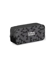 CORAL HIGH 31044 GRİ SİYAH YARASA DESENLİ İKİ BÖLMELİ KALEM ÇANTASI
