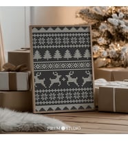 Kasvetli Modern Noel Desenli Duvar Sanatı, Nötr Bej ve Siyah Festival Posteri