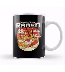 Powered By Ramen Cute & Funny Anime Kawaii Kupa Bardak Porselen