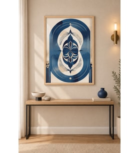 Lacivert Kemer Art Deco Desen Ahşap Çerçeveli Duvar Tablosu