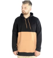 Mode XL Erkek Sweat Kapşon Parçalı Kanguru Cep 22527 Siyah