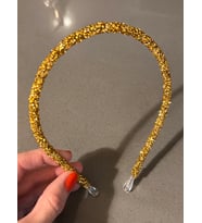 Kadın Işıltılı Gold Kum Boncuk Abiye Günlük Saç Aksesuarı Taç