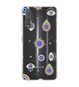 PrintiFy Huawei Honor 20 ile Uyumlu 1mm Slim Fit Nazar Boncuğu 5 Baskılı Şeffaf  Kılıf