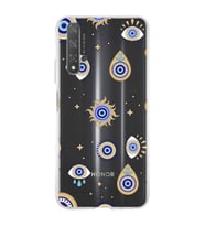 PrintiFy Huawei Honor 20 ile Uyumlu 1mm Slim Fit Nazar Boncuğu 5 Baskılı Şeffaf  Kılıf
