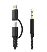 Woyax by Deji Type-C + Lightning to Aux 3.5mm Ses Kablosu 1.2M