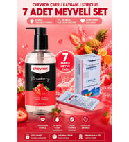 Chevron Çilek Aromalı Yenilebilir Su Bazlı Kayganlaştırıcı Jel 250 ml + 7 Adet Meyve Aromalı Jel Seti