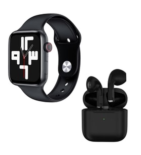 HW22 Plus Siyah Akıllı Saat Pro 5 Siyah Bluetooth Kulaklık