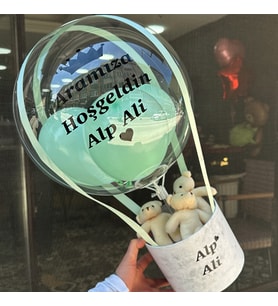Kişiye Özel Yenidoğan Balonlu Ayıcık
