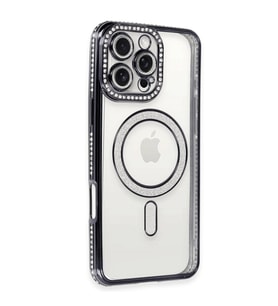 Apple İphone 16 Pro Max Kılıf Joke Simli Magneticsafe Kılıf - Gri