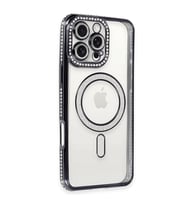 Apple İphone 16 Pro Max Kılıf Joke Simli Magneticsafe Kılıf - Gri