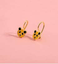 925 Ayar Gümüş Sarı Mineli Panda Figürlü Çocuk Küpesi