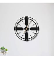 Metal Duvar Saati  Italyan Tarzı Modern Dekoratif Saat (Siyah)