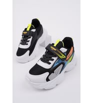 Muggo PANTER Kalın Taban Cırtlı ve Bağcıklı Unisex Çocuk Sneaker Spor Ayakkabı (Mavi)