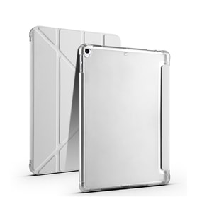 Apple iPad 10.2 (8.Nesil) Uyumlu Kılıf Zore Tri Folding Kalem Bölmeli Standlı Kılıf (Gri)