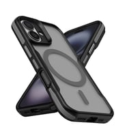 iPhone 16 Plus Kılıf M-safe Şarj Özellikli Renkli Kenar Airbag Şeritli Lamer Kılıf (Gri)