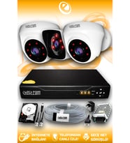ELITCAM 3 Kameralı Kare 2 İç Kamera Set 320 GB HDD Full HD Gece Görüşlü Güvenlik Kamerası Sistemi