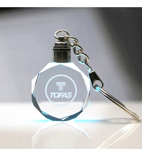Tofaş Logolu 2d Patlatma Kristal Led Işıklı Anahtarlık, Araba Anahtarlığı