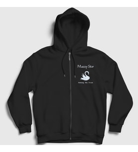 Presmono Unisex Siyah Among My Swan Mazzy Star Fermuarlı Kapüşonlu Sweatshirt 536158tt