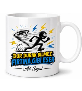 Hızlı Aceleci Telaşlı Karaktere Fırtına Gibi Esen Şimşek Hızı Kupa Bardak Hediye