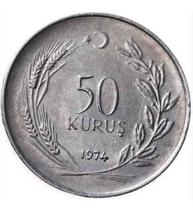 50 kuruş 1974 madeni para