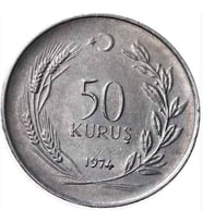 50 kuruş 1974 madeni para
