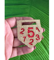 6X5 CM ÜTÜ İLE YAPIŞAN HASIR KIRMIZI 5 RAKAMI ARMA