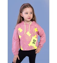 Toontoy Kız Çocuk Cep Detaylı Baskılı Sweatshirt (Gül Kurusu)