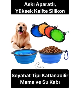 Taşınabilir Katlanabilir Seyahat Tipi Çok Amaçlı Kedi Köpek Mama Su Kabı Silikon Evcil Hayvan