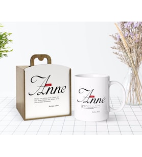 BK Gift Kişiye Özel Ahşap Kutuda Mânâ Anne Tasarımlı Beyaz Kupa Bardak-1