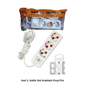 2 Metre Askı Aparatlı Anahtarlı 3lü Grup Priz Royaleks-68134