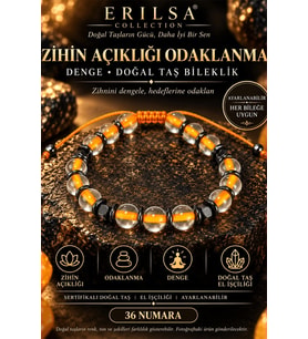 Sertifikalı Zihin Açıklığı Odaklanma Konsantrasyon Denge Doğal Taş Bileklik - Turuncu Termal Kuvars