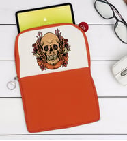 BK Gift Kurukafa Tasarımlı Taşınabilir Koruyucu Tablet Kılıfı & Organizer Çanta - Turuncu-1