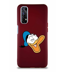 Realme 7 Soft Premier Kapak Donald Duck-E Tasarımlı Silikon Kılıf - Mürdüm (Şeffaf)